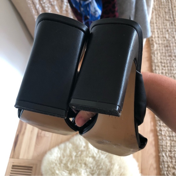 H&M Black Square Toe Sandal Wedges - Picture 6 of 6